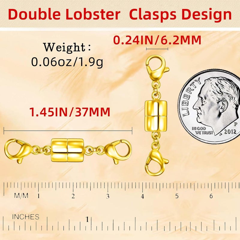 Qulltk Double Lobster Clasp Magnetic Necklace Clasps and Closures 14K Gold and Silver Magnetic Jewelry Clasps Converters for Bracelet Necklaces Extender - Image 2